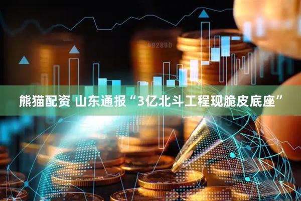 熊猫配资 山东通报“3亿北斗工程现脆皮底座”